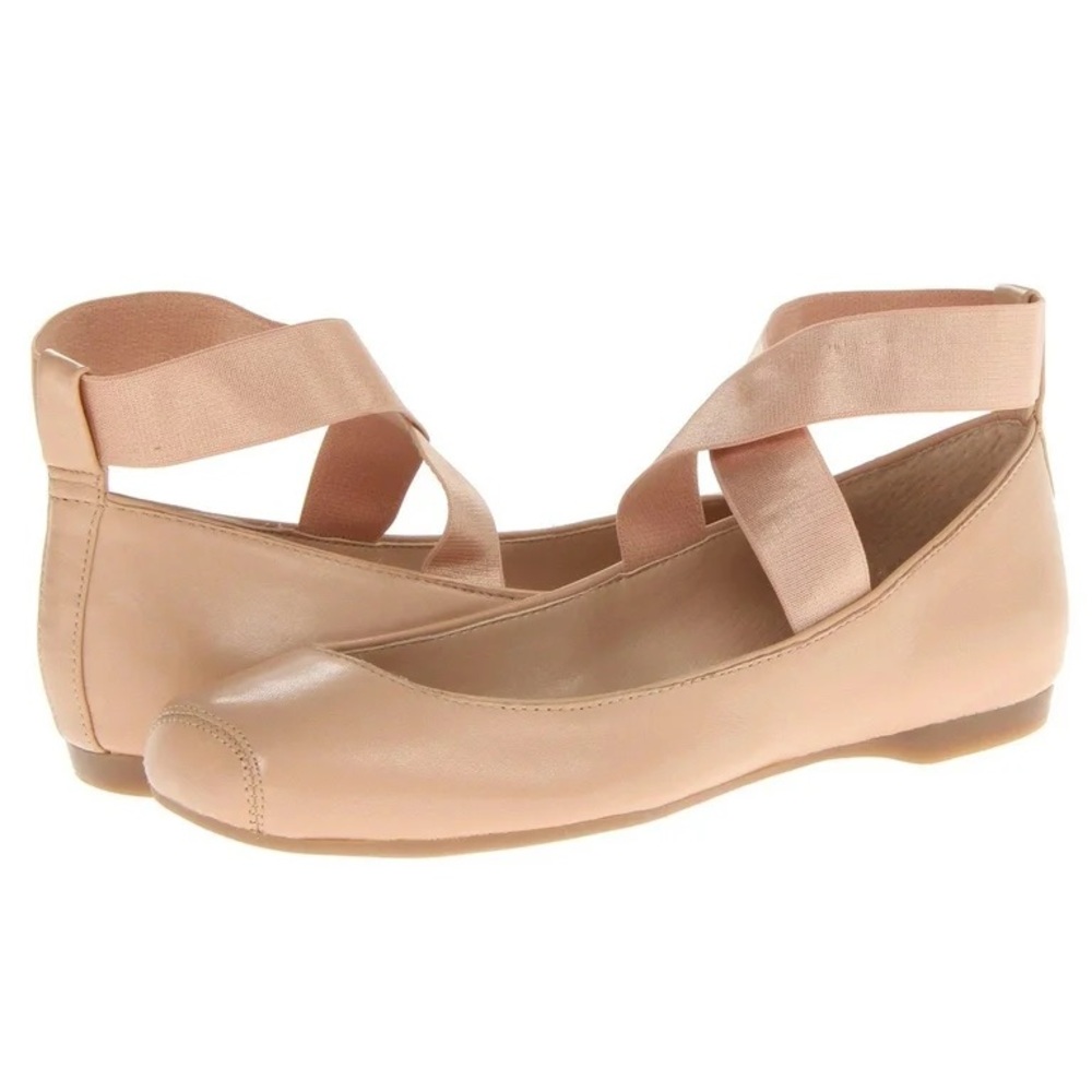 Jessica Simpson Mandalaye Leather Square Toe Ankle Wrap Ballet Flats